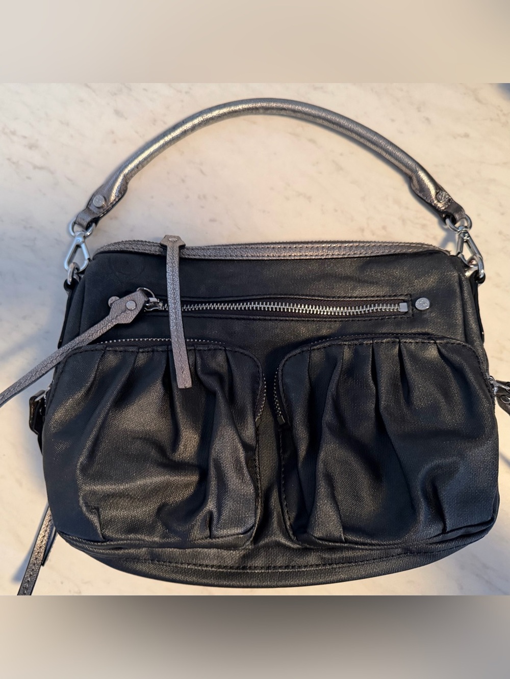 MZ Wallace Bailey Gray/Silver cross body bag - Picture 2 of 13